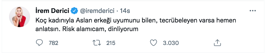 irem derici den yeni sevgilisi imasi burclar uzerinden uyumu takipcilerine sordu